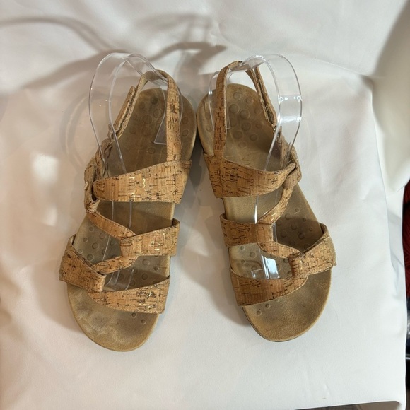 VIONIC Sz 8 Amber Sandals Mixed Media Hook & Loop Closure Orthotic Insole Shoes - Picture 2 of 7